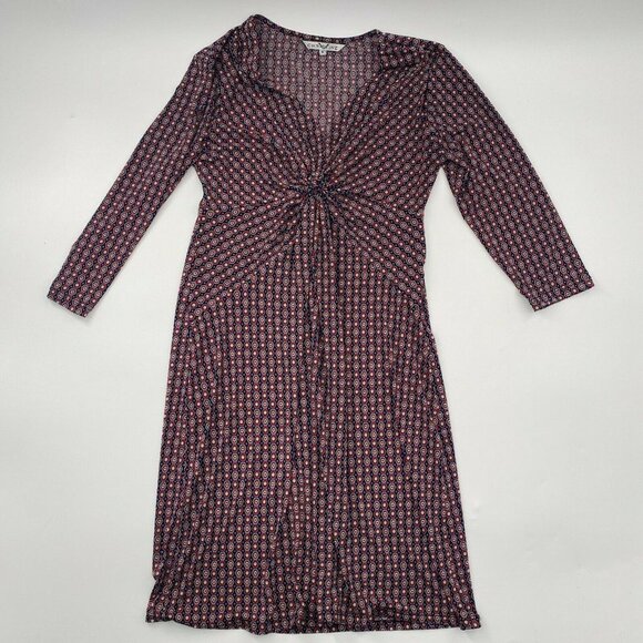 Christine V Women's V-Neck Wrap Dress Mini Printed Geometric Pattern sz M - Picture 2 of 6